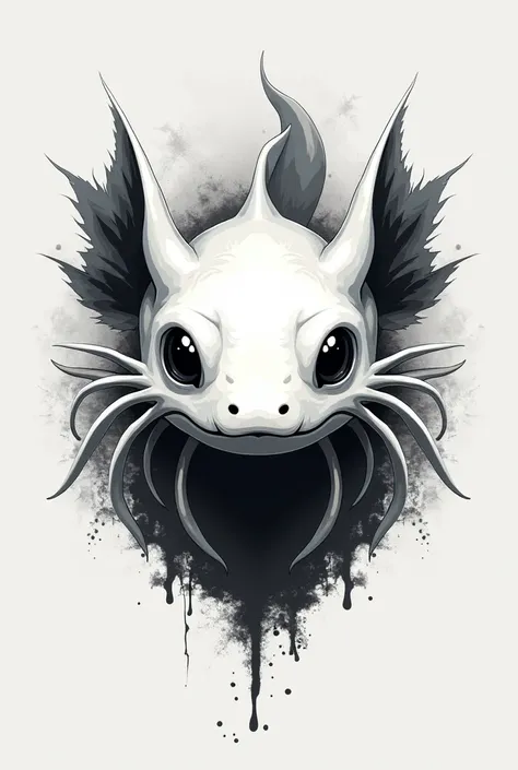 Make a logo with the axolotl animal, a black and white screen shows more of the face, more serious, professional, without looking like a demon 