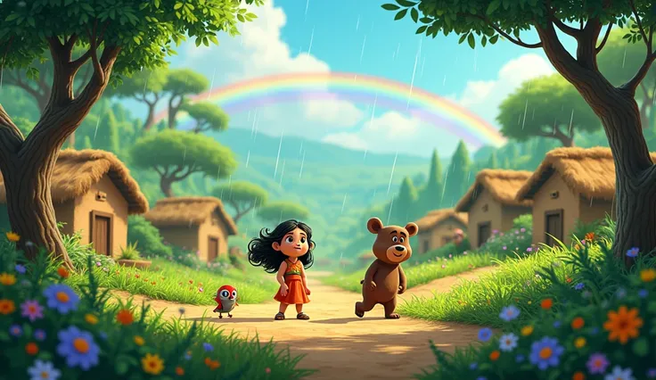 Gaon ka Visual: Ek sundar, haryali se ghira gaon jisme mitti ke ghar, baarish ke waqt rainbow aur khet chamak rahe ho.
Jadui Jungle: Jungle mein har pedh aur phool ka chamakna, bolna, aur ajeeb-aajeeb rangi creatures dikhana.
Munni aur Tiku: Munni ek energ...