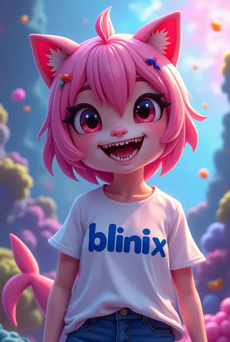 Gawr gura with a t-shirt that says Blinix
