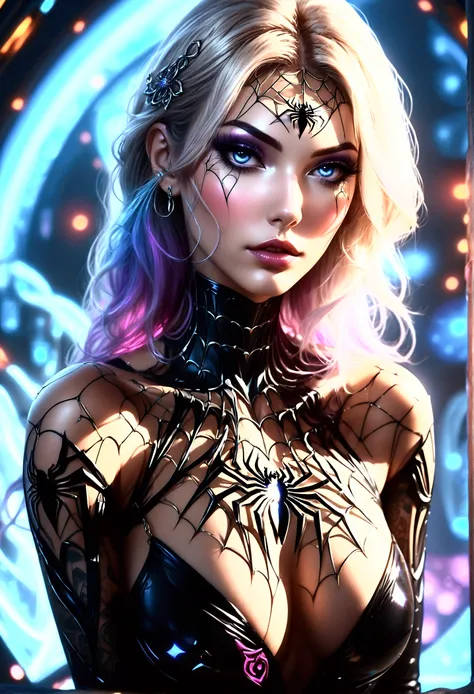 beautiful digital artwork, beautiful digital art, detailed beautiful face, 10k high quality detailed art, very beautiful digital art, digital art. highly detailed, beautiful detailed body, Create a hyper detailed photograph of a perfectly simetrical tattoo...