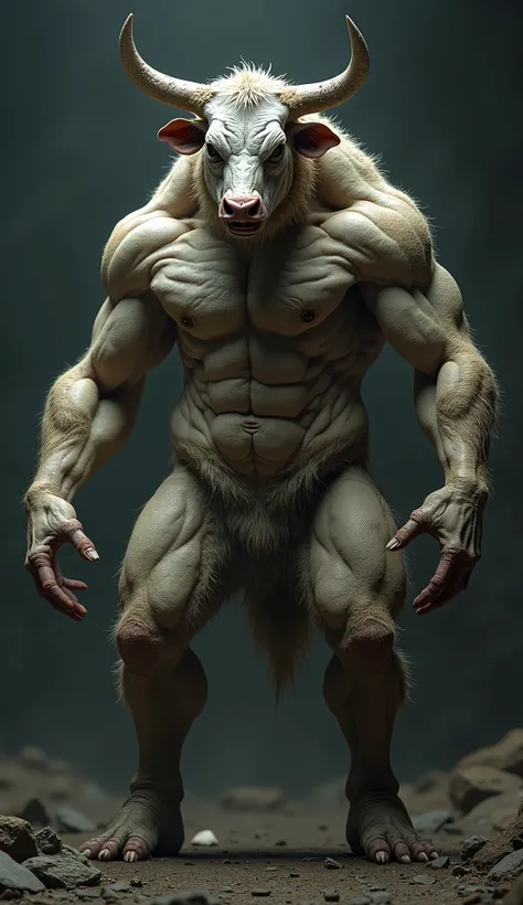 Cow monster Human-cow hybrid monster Shocker monster No nude High resolution, masterpiece, Best Quality, High-resolution model, High detail, Very detailed, 3D Rendering, 