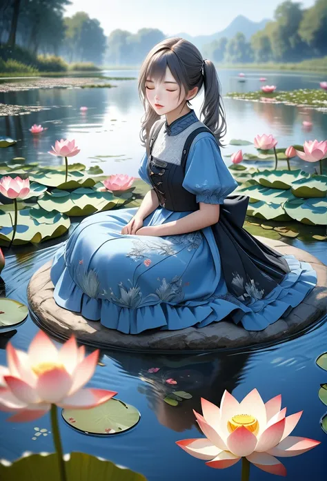  (bestquality,4K,8k,highres,masterpiece:1.5),ultra-detailed,(realistic,photorealistic,photo-realistic:1.4),HDR,UHD,
Impressionist ultra-high resolution photo of a girl、By Monet、The girl has blue twintails、Northern European features、A clear, blue-like breat...