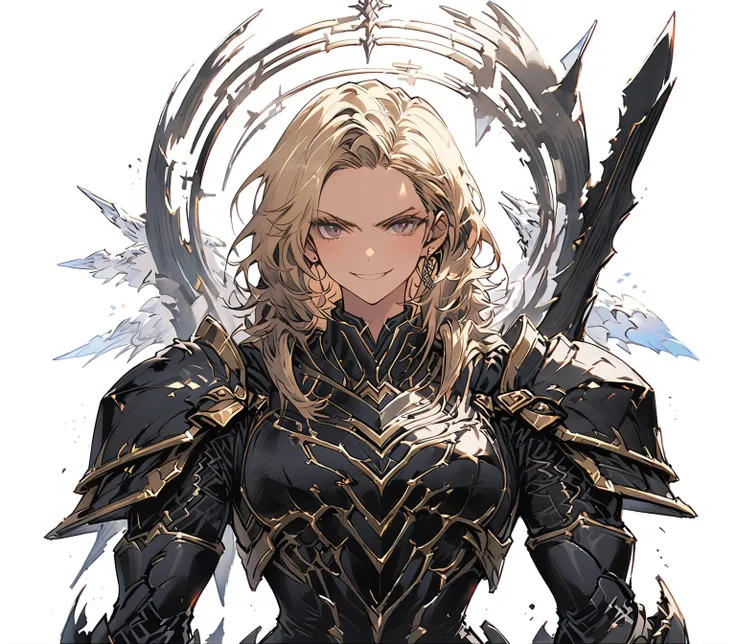 
Personality: Gentle, loyal, and protective, bodyguard of an important figure.
Setting: Luxurious mansion of a magnate, with guards at every corner.
 1 mulher, fantasia, SCI-FI, Serious Expression, muscular, (Androgynous facial features), upper body,smile,...