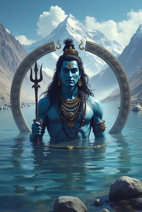 Mahadev at kailas mansarovar with face and in circle 12 jyotirlinga 