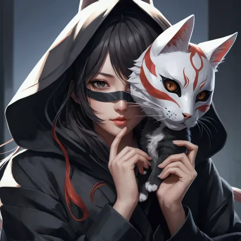 anime girl with a mask and a cat mask, anime art wallpaper 8 k, anime art wallpaper 4 k, anime art wallpaper 4k, anime style 4 k, 4k anime wallpaper, from arknights, anime wallpaper 4k, anime wallpaper 4 k, with kitsune mask, artwork in the style of guweiz...