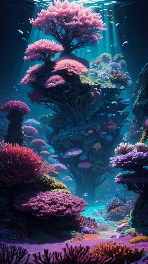 /imagine prompt: Viral anime nature wallpaper in 4K quality, in the style of Pixar 3D inspired by Finding Nemo, illustrating an underwater scene with vibrant coral reefs, colorful fish swimming around, and sunlight piercing through the water; bright and vi...