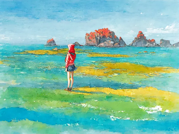 (masterpiece, Absurd quality, Best Quality, Official Art, beautifully、aesthetic:1.2), 16k, Very detailed, Watercolor, colorful, (landscape1.5), (Blurred:1.5), Most detailed, Vibrant colors, (Abstract:1.5), coastal, (Rocky area:1.5), anime, (From below:1.5)...