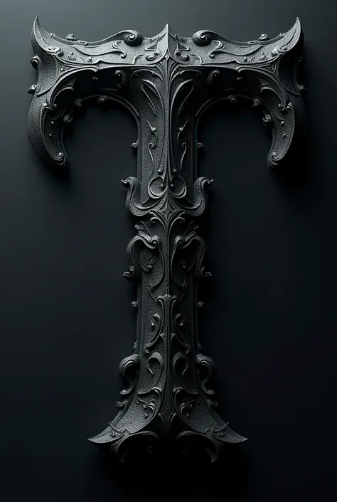 Create a letter T with a striking design with dark details