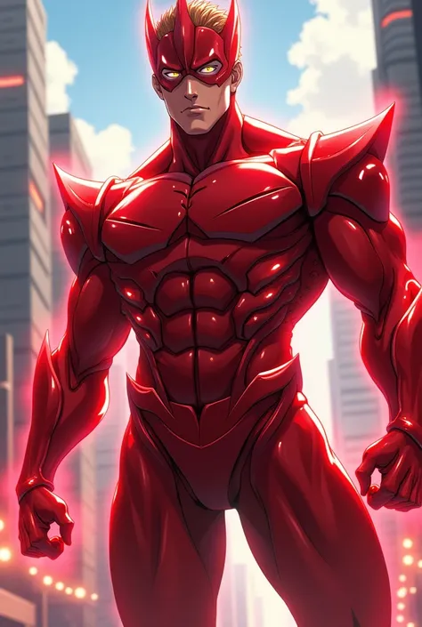 Red immortal anime type superhero 