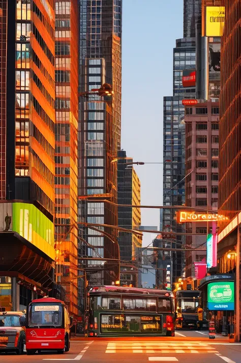 there is a street with cars and a bus on it, city street at dusk, dusk on a city street, city streetscape, avenida paulista, city streets, buenos aires, photograph of the city street, late afternoon, city sunset, city street, beautiful late afternoon, mode...