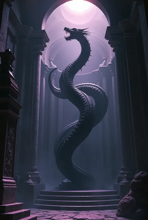 (Best Quality,8k,32K,masterpiece,Ultra-high resolution,(Realistic:1.4),RAW Photo Cinema Lighting　Cinematography　black　　Illumination processing　Surreal　wonderful　Demonic Serpent　　Climbing to Heaven Pose　Dynamic pose　Living in the Devil&#39;s Temple　　Gorgeou...