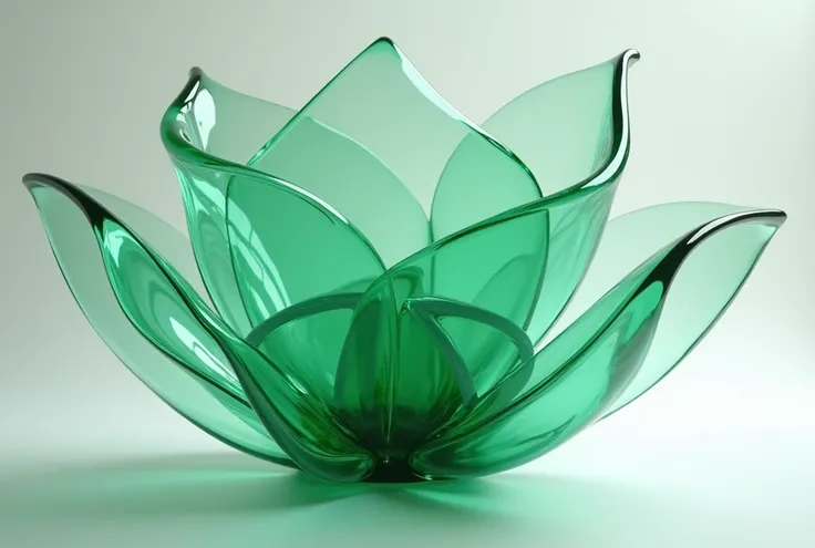 The emerald-colored flower made of glass 