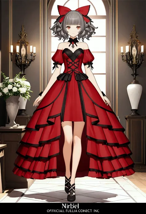 a woman in a black and red dress, beautiful full body concept art, official character art, full - body artwork, render of mirabel madrigal, cute anime waifu in a nice dress, single character full body, 3 d render official art, official character illustrati...