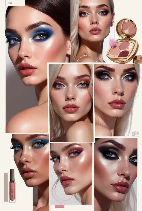 A page from a makeup magazine with an asymmetrical grid 
