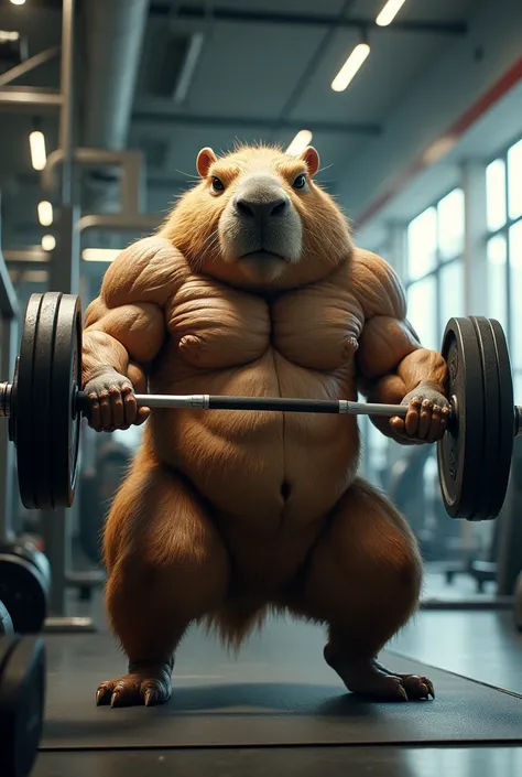 Capybara in the muscle gym