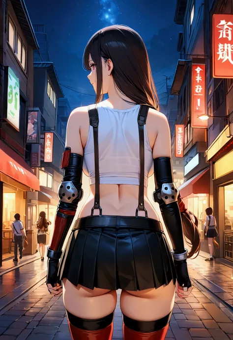 score_9,score_8_up,score_7_up,source_anime, masterpiece, best quality:1.2, (recent), perfect anatomy, very aesthetic,photorealistic,,from behind.straight-on,behind focus,cowboy shot,Solo,1girl, tifa lockhart, final fantasy,black hair, low-tied long hair, r...