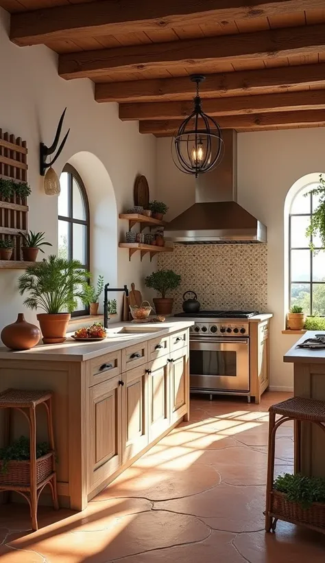 Kitchen decorated in the Mediterranean style of interior design