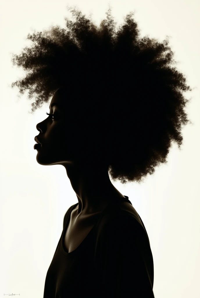 The shadow of a girl with afro hair on the side.