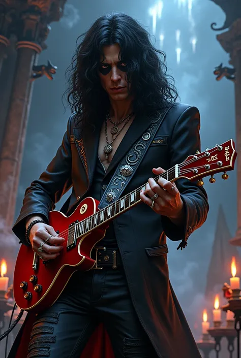 Guns N&#39; Roses guitarist playing Les Paul slash Dragon Quest style Dracula-like