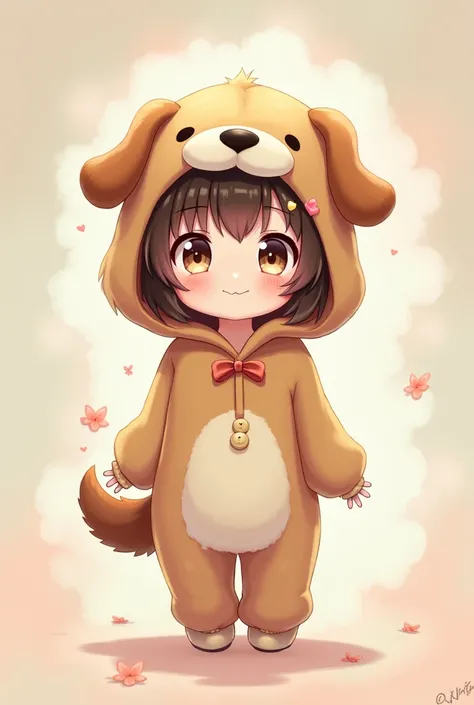 Cute anime dog suit girl