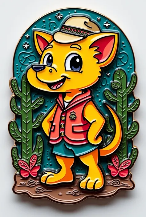 I work at Amazon Mexico, Create a PIN in an innovative way where the Amazon Mexico mascot Peccy is and the PIN must also say the phrase "the chakalitos of profeco" in Spanish and that has a Mexico theme