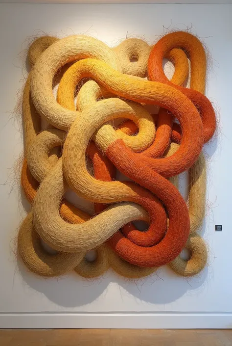 Help me generate an abstract half-relief installation made of straw in the style of Van Gogh
