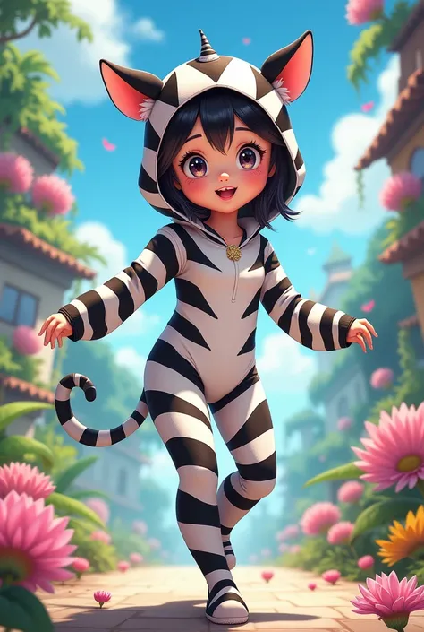 Cute anime zebra suit girl