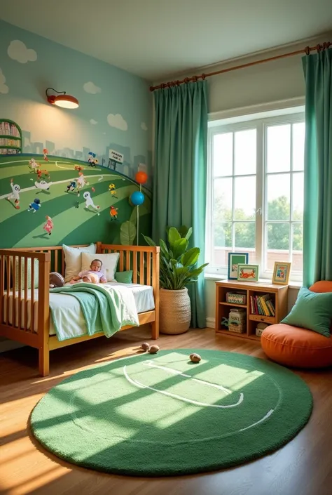 Beautiful, large and spacious football themed room for a baby 