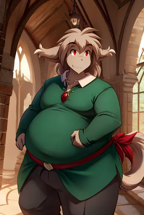 Twokinds mega obese body basitin green clothes red eyes male