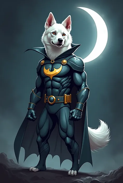 Make me a 2D dog with Moon Knight&#39;s costume from the comics 