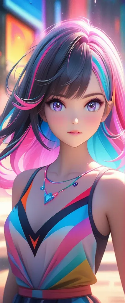 anime girl，Colorful hair and colorful clothes, Rose draws pastel vibrant, rossdraws cartoon vibrant, anime style 4k, Beautiful anime portrait, colorful art!!!, ! dream art, Beautiful anime girl, Anime style digital art, Anime Art Wallpaper 4k, anime art wa...