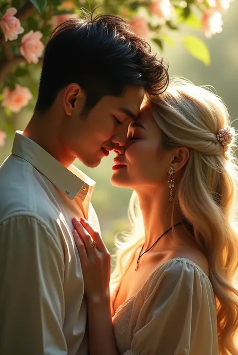 asian cambodian man kiss caucasian blond girl
