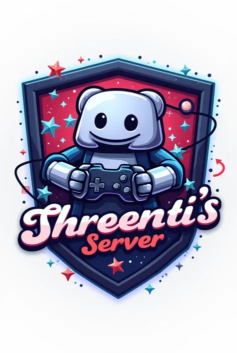 Create a logo for discord server with name Shreenis server with discord logo and same video games reference