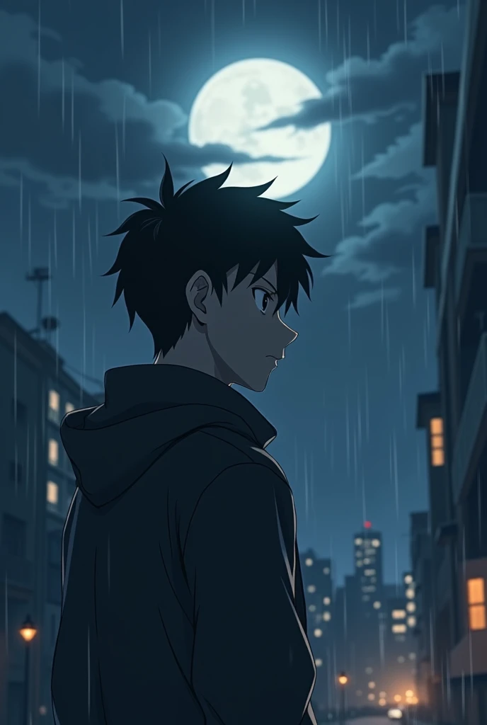 I created a profile background for myself, a boy who doesn&#39;t give up and who likes anime, a little more depressed and at night with the moon