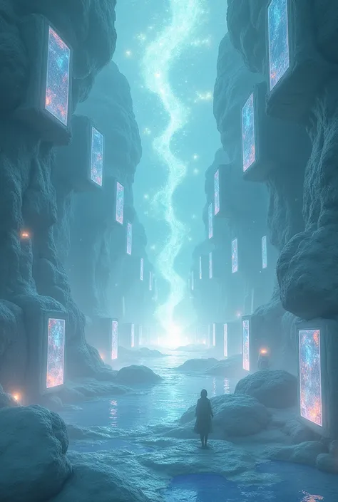 Create a white and clear place with thousands of flying doors that go to other universes