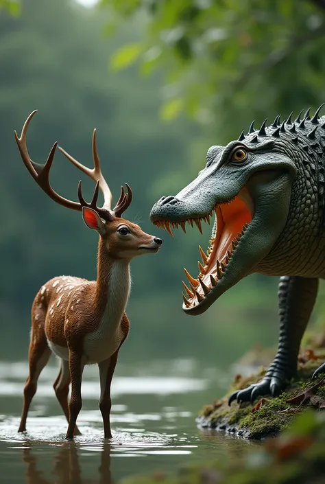 crocodile: (angry realizing he had been deceived) "deer! You are so cunning!"