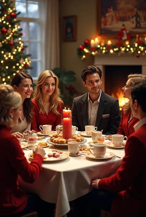 an amazing view of F.R.I.E.N.D.S enjoying a tea party on Christmas eve