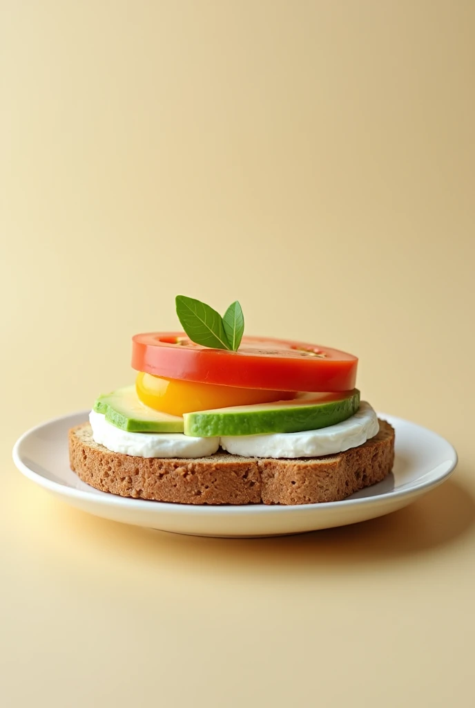 Whole wheat bread, two slices that should be made with avocado, Sliced hard-boiled egg and tomato should be on a plate without a bottom or anything 

