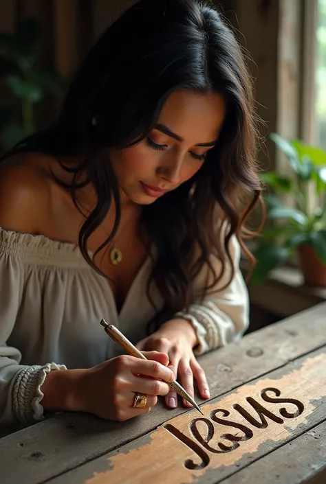 Ana de Armas romantic carving the name of "Jesus"