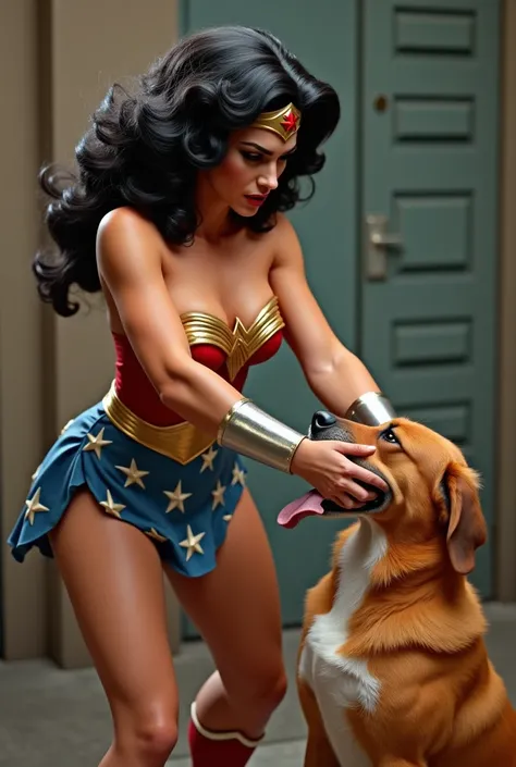 "Stop. STOP!" wonder woman(lynda carter) hands pushed firmly at his head, and Krypto stepped back, his tongue hanging.

Quickly, wonder woman closed her legs and crossed her arms defensively before her chest.

"Alright, that went too far! Way too far!"

Kr...