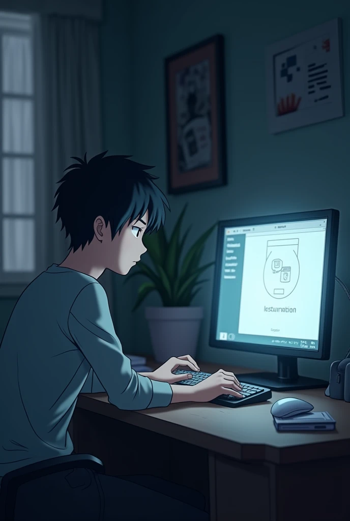 “Create an image in the style of Makoto Shinkai of I will install the new software on my computer.