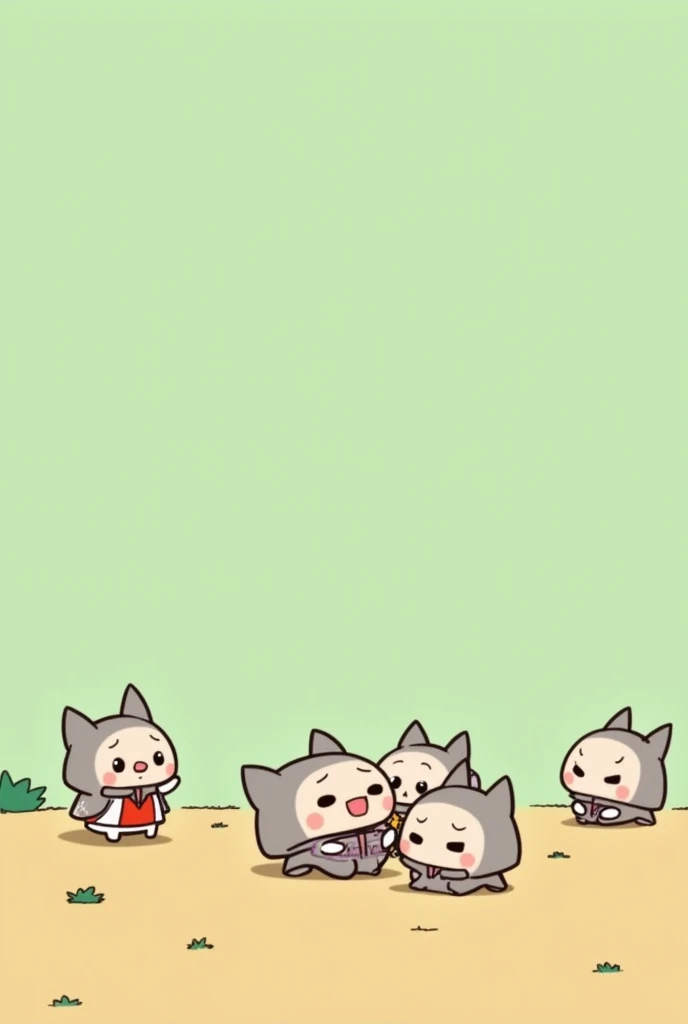 （Most of the background is solid color.），Simple animation of small cute cartoon characters below