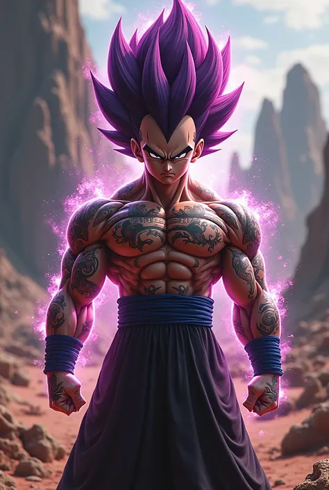 I want Vegeta with tattoos, hair color and Sukuna power