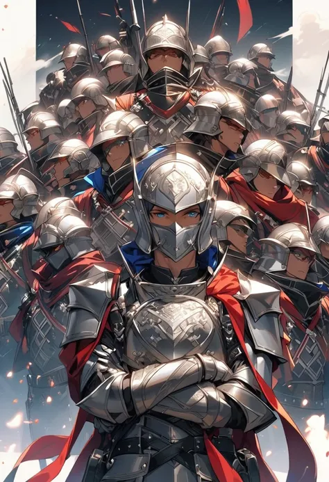 The warlords standing at the forefront、Large on the helmet『like』The characters are decided.。Wearing silver armor studded with red and blue decorations、In the center of the silver helmet is a red『like』The letters are clearly engraved。 「There is a sense of w...