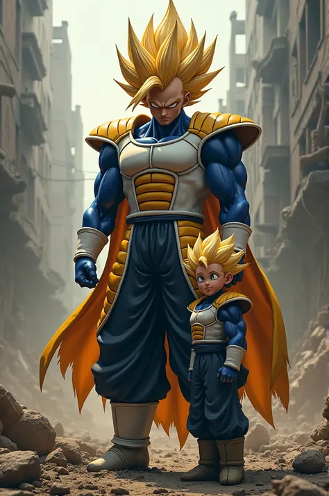 Majin Vegeta with Trunks father and son 