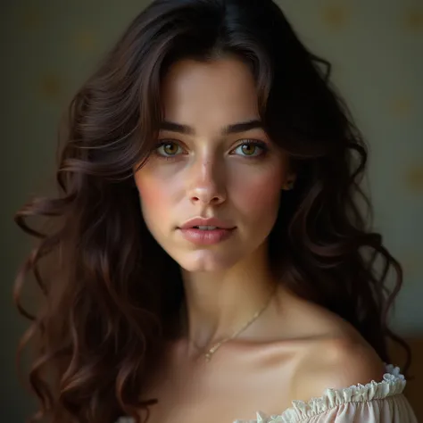 Brunette woman with curly hair