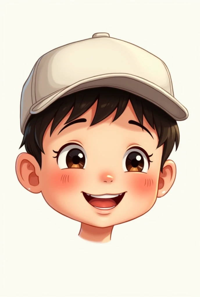 Animated boy face only. Wearing a white cap