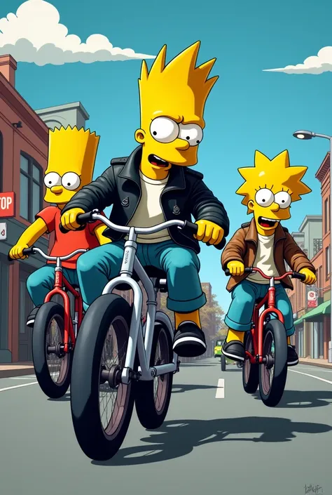 Simpsons cool boys with bikes
