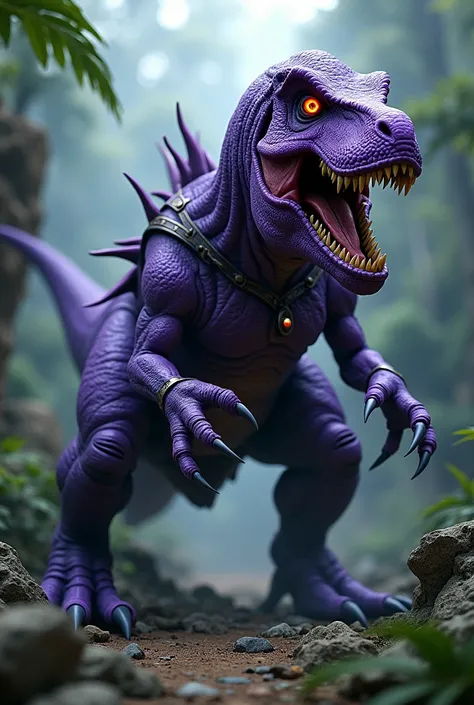 Skeletor from Masters of the Universe dressed as a t-rex dinosaur. 