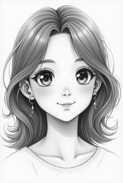 The image you uploaded appears to be a pencil sketch of a young girl, around , with a gentle and warm expression. She has medium-length, slightly wavy hair, framing her face. Her eyes are large and expressive, with fine details that give them depth, and th...